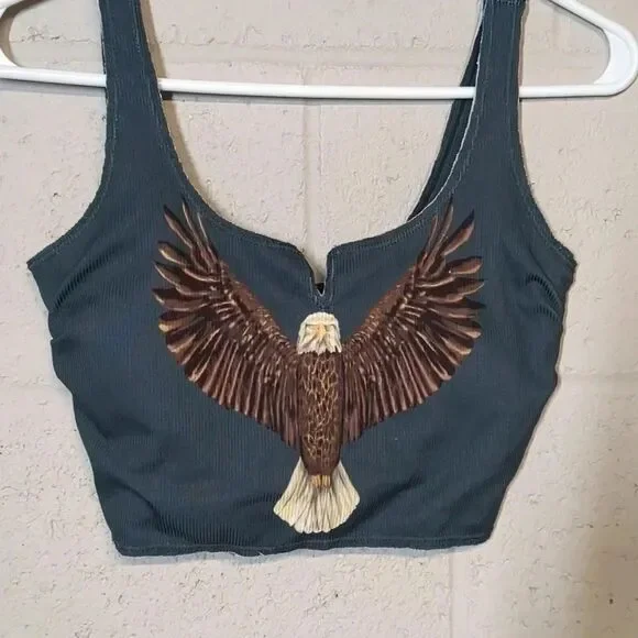Women's Eagle Crop Top Bikini Top Size Small - Picture 2 of 5